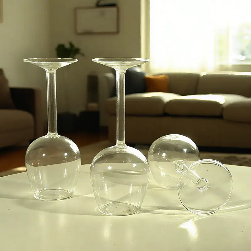 Upside down Wine Glass, Creative Borosilicate Stemware, Unique Spill-Resistant Design, Durable Party Glassware for Wine, Cocktails, Gatherings