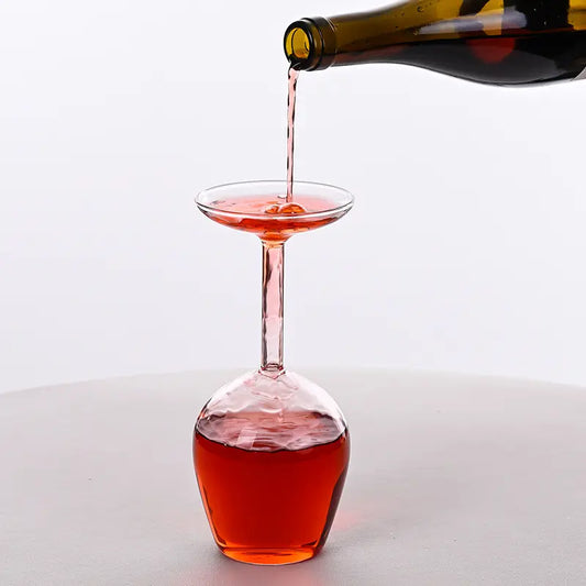 Upside down Wine Glass, Creative Borosilicate Stemware, Unique Spill-Resistant Design, Durable Party Glassware for Wine, Cocktails, Gatherings
