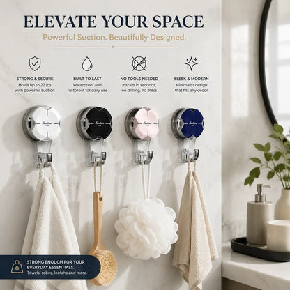 Heavy Duty Suction Cup Hooks, Strong Suction Hanger for Wreath, Shower, Window & Glass Door. Waterproof Outdoor Hooks for Bathroom Wall Hanging - Removable, No Drilling