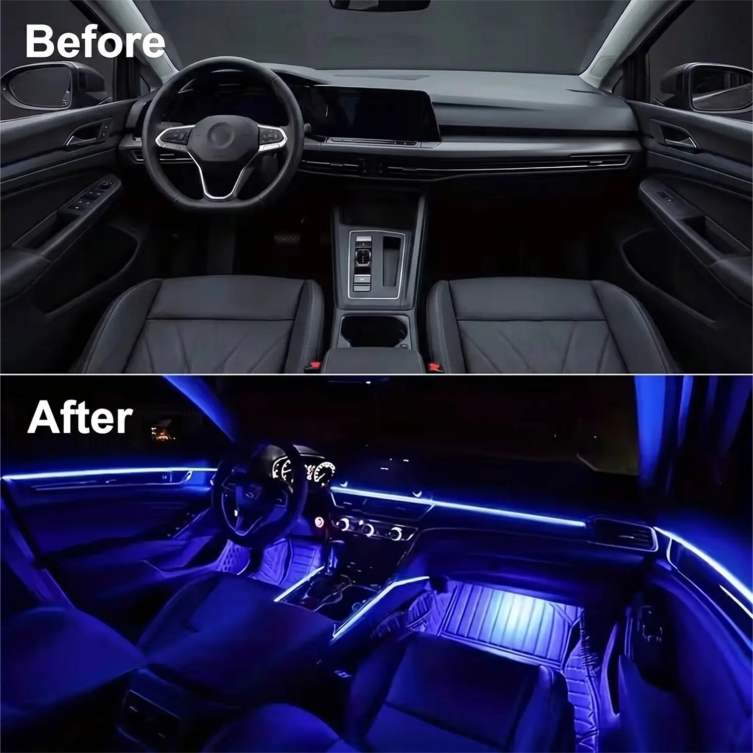 Interior Car LED Strip Lights, Acrylic LED Lights for Car with Dynamic Dreamcolor Chasing, Ambient Lighting Kits Music Sync Wireless APP and RF Remote Control