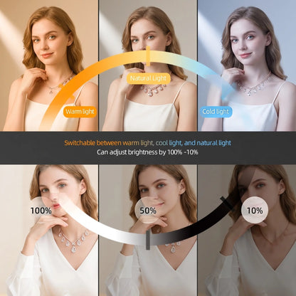 Summervibes Magsafe Magnetic Mirror Selfie Light , 360° LED Ring Light, Portable Rechargeable with Mirror & Phone Stand, 3 Light Modes, Adjustable Brightness, Compact Makeup Mirror