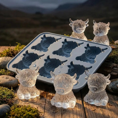 Mini Highland Cow Ice Cube Mold, Ice Cube Tray, Cute 3D Ice Cubes for Drinks, Parties, and Gifts, Perfect for Beverage Enhancements