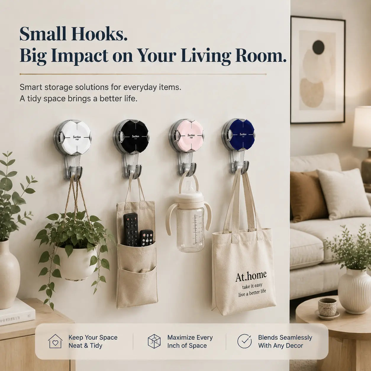 Heavy Duty Suction Cup Hooks, Strong Suction Hanger for Wreath, Shower, Window & Glass Door. Waterproof Outdoor Hooks for Bathroom Wall Hanging - Removable, No Drilling