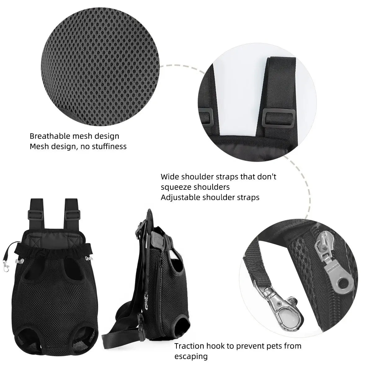 Portable Breathable Dog Cat Carrier Backpack, Double Shoulder Mesh Design, Ideal for Outdoor Activities, Durable Lightweight Construction