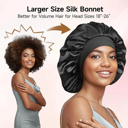 3 Pack Satin Bonnet for Sleeping – Double Layer Silk Sleep Cap with Elastic Tie Band, Soft Night Bonnet for Women, Curly Hair Protection, Heatless Curling & Silky Hair Care Summervibes