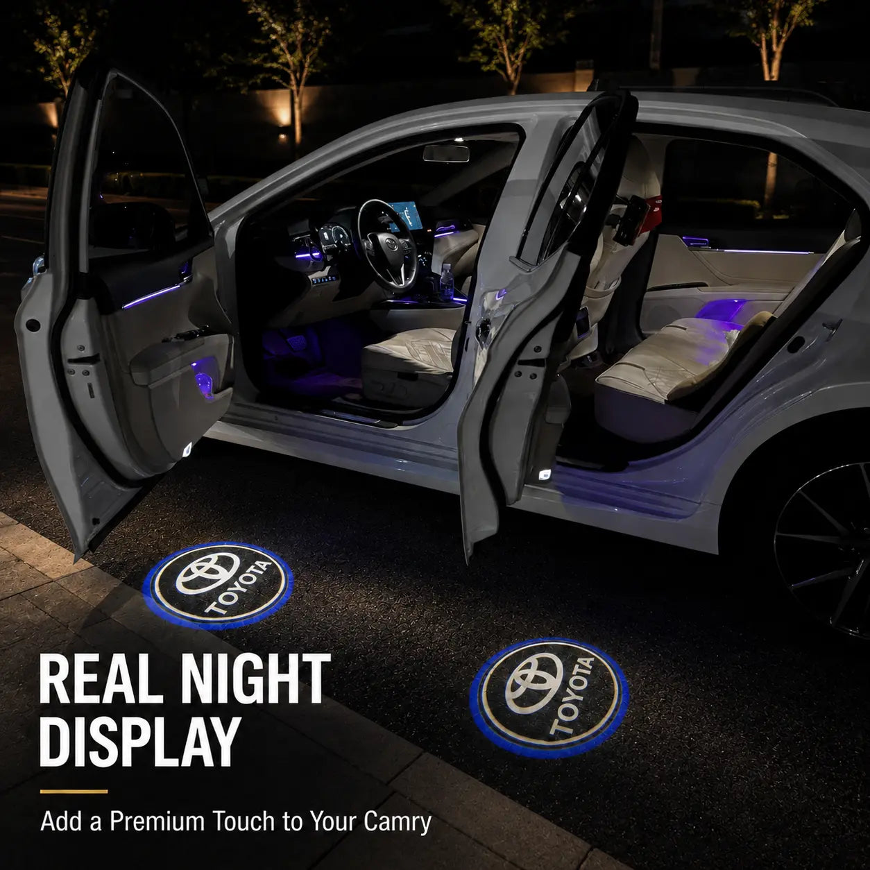 2PCS Toyota LED Door Logo Projector Lights, Plug & Play Welcome Lights, No Wiring