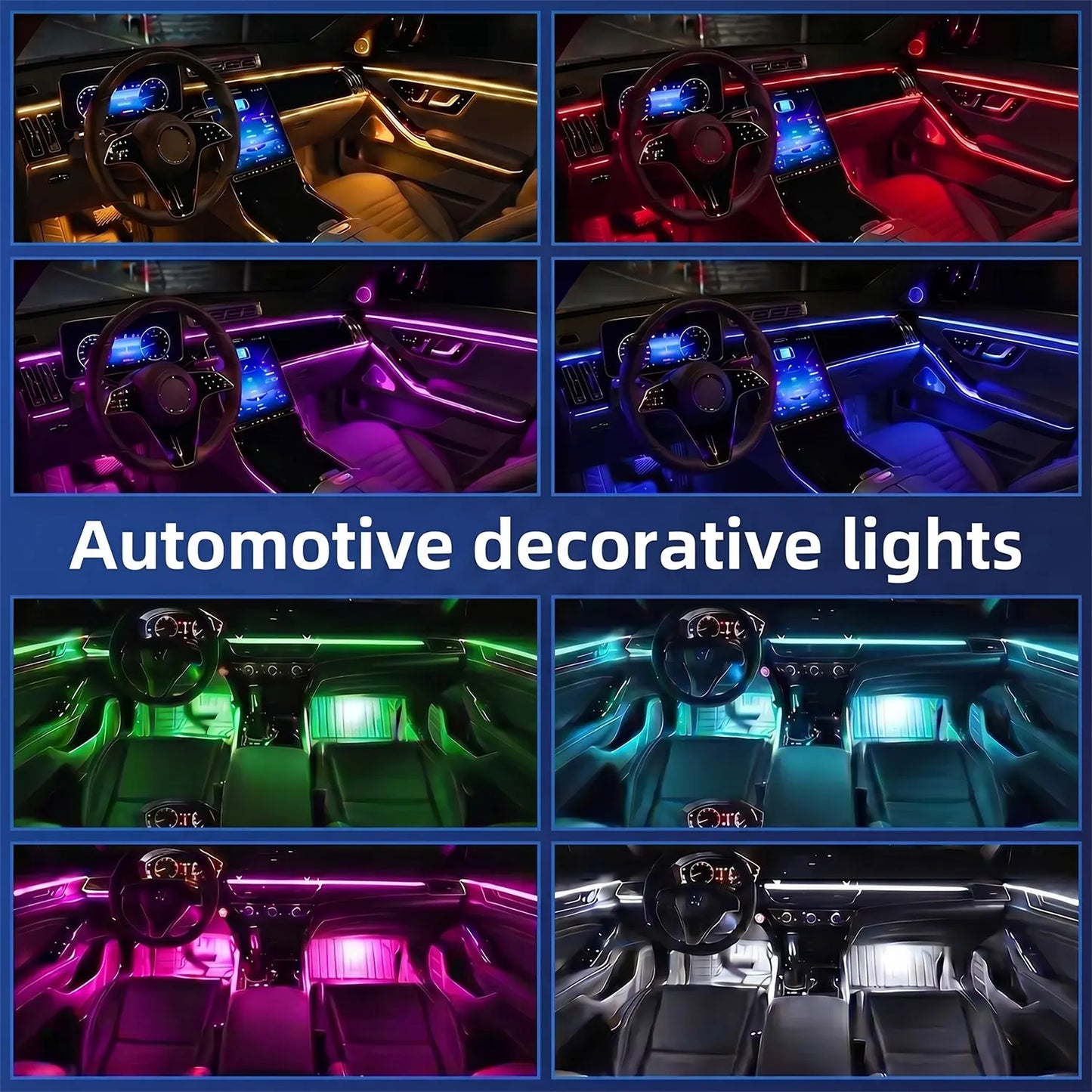 Interior Car LED Strip Lights, Acrylic LED Lights for Car with Dynamic Dreamcolor Chasing, Ambient Lighting Kits Music Sync Wireless APP and RF Remote Control