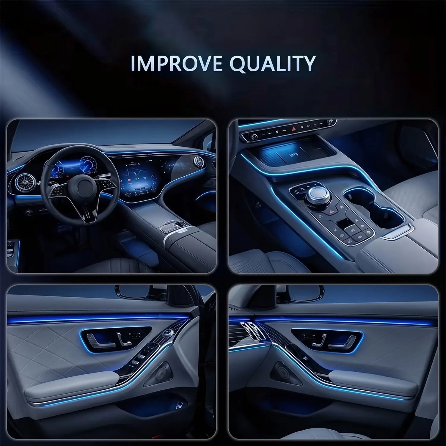 Interior Car LED Strip Lights, Acrylic LED Lights for Car with Dynamic Dreamcolor Chasing, Ambient Lighting Kits Music Sync Wireless APP and RF Remote Control