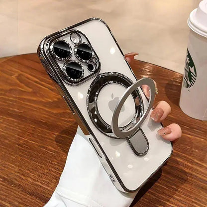 【The Ultimate 3-In-1 Value】 Luxury Electroplated Phone Case with Built-In Stand and Camera Protector, Magnetic Invisible Stand, Compatible with Iphone 17 Pro Max/17 Air/16/15/14/13/12, Magsafe Compatible, Military-Grade Protection, with Camera Protector.