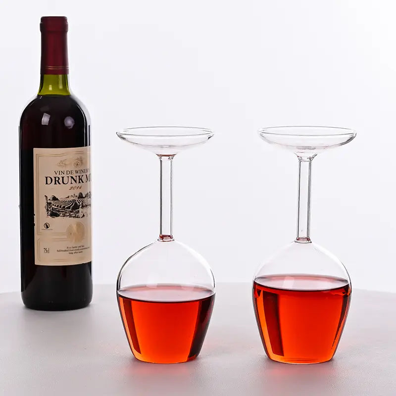 Upside down Wine Glass, Creative Borosilicate Stemware, Unique Spill-Resistant Design, Durable Party Glassware for Wine, Cocktails, Gatherings