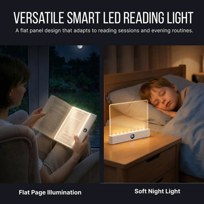 Smart LED Reading Light, Book Lamp Box, Rechargeable Transparent LED Flat Reading Light, with Timer, Doodle Desktop Study Light, the Dream Light for Quiet Readers.