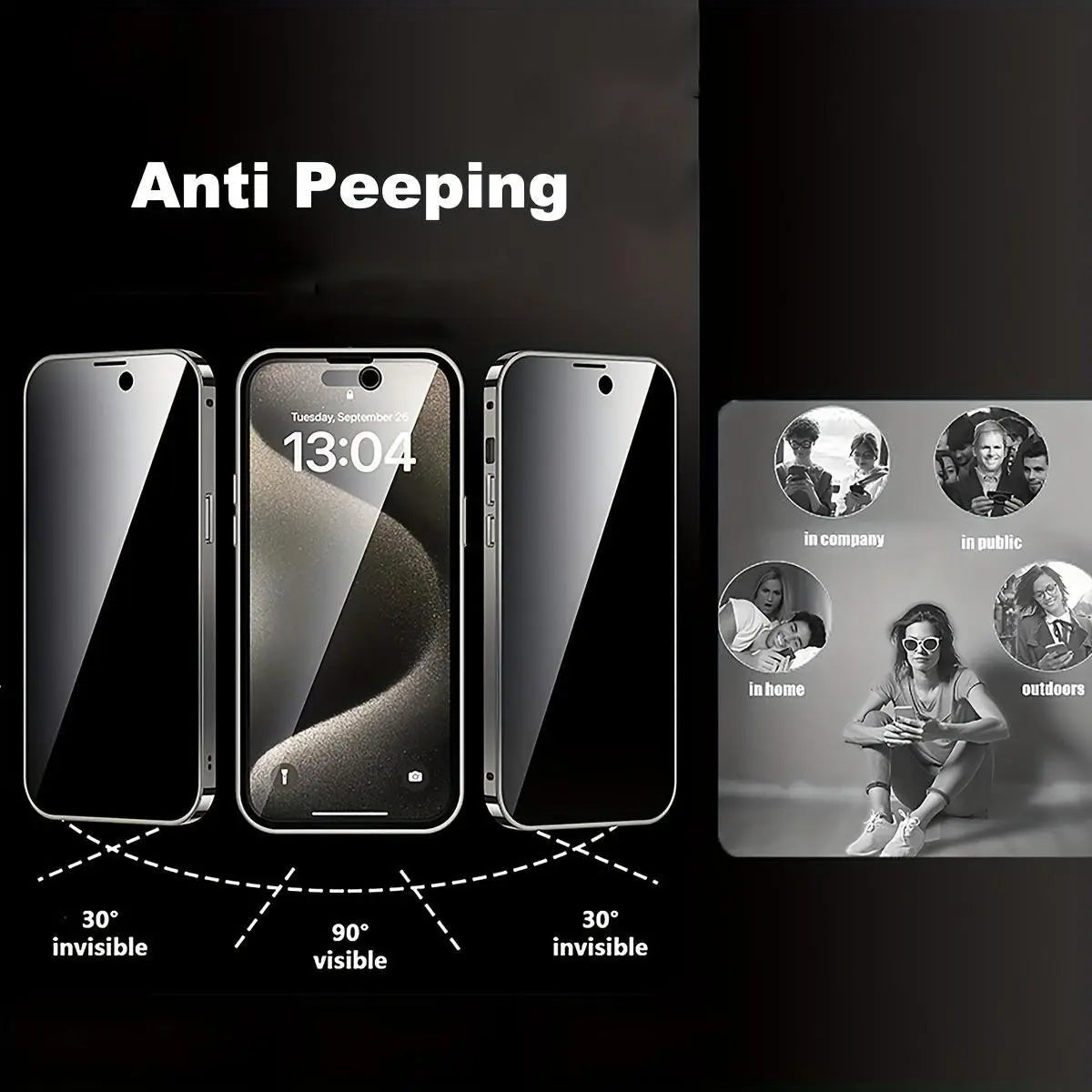 Magnetic Anti-Spy Phone Case, Dual-Sided Scratch-Resistant Glass, Strong Magnet Attachment, Metal Frame, Compatible with Iphone 17-12