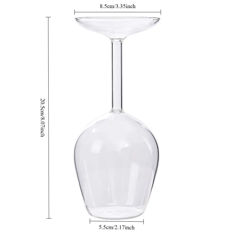 Upside down Wine Glass, Creative Borosilicate Stemware, Unique Spill-Resistant Design, Durable Party Glassware for Wine, Cocktails, Gatherings