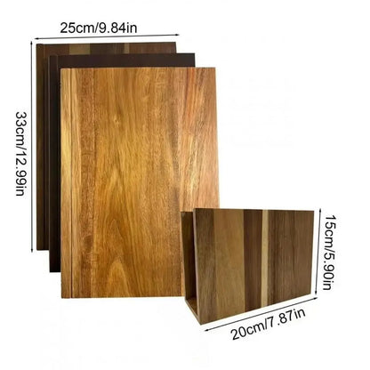 1PC Book Shape Cutting Board Set with Wooden Stand Safe for Fruit Vegetable Meat Fish Cheese Bread