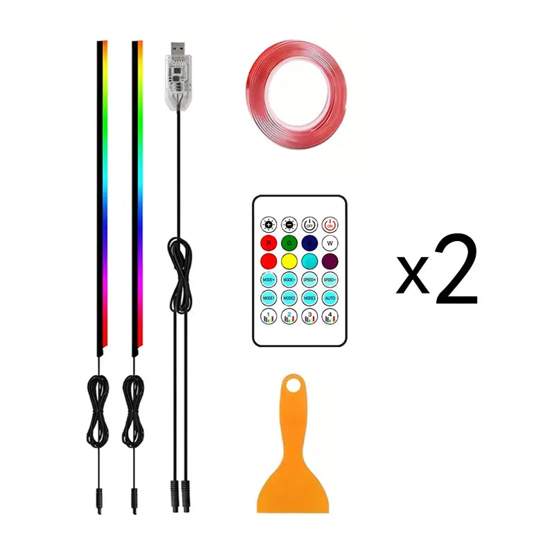 Interior Car LED Strip Lights, Acrylic LED Lights for Car with Dynamic Dreamcolor Chasing, Ambient Lighting Kits Music Sync Wireless APP and RF Remote Control