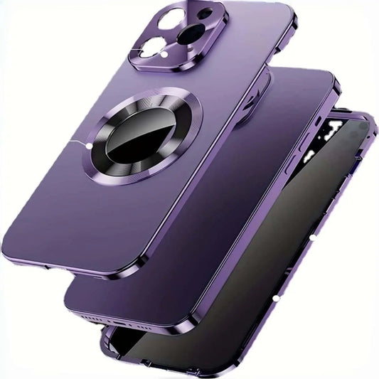 Magnetic Anti-Spy Phone Case, Dual-Sided Scratch-Resistant Glass, Strong Magnet Attachment, Metal Frame, Compatible with Iphone 17-12