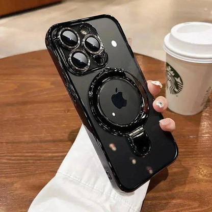 【The Ultimate 3-In-1 Value】 Luxury Electroplated Phone Case with Built-In Stand and Camera Protector, Magnetic Invisible Stand, Compatible with Iphone 17 Pro Max/17 Air/16/15/14/13/12, Magsafe Compatible, Military-Grade Protection, with Camera Protector.