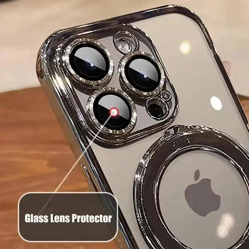 【The Ultimate 3-In-1 Value】 Luxury Electroplated Phone Case with Built-In Stand and Camera Protector, Magnetic Invisible Stand, Compatible with Iphone 17 Pro Max/17 Air/16/15/14/13/12, Magsafe Compatible, Military-Grade Protection, with Camera Protector.