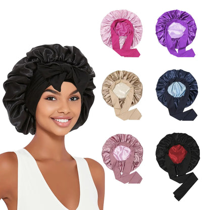 3 Pack Satin Bonnet for Sleeping – Double Layer Silk Sleep Cap with Elastic Tie Band, Soft Night Bonnet for Women, Curly Hair Protection, Heatless Curling & Silky Hair Care Summervibes
