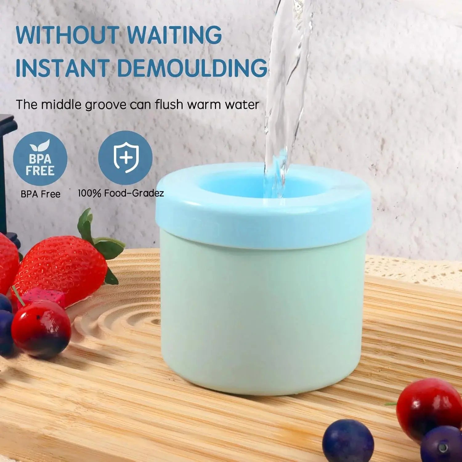 Large round Sphere Ice Mold, Upgraded Flexible Bpa-Free Silicone Ice Cube Maker, Reusable Stackable Easy-Release Tray with Lids, Home Supply for Whiskey Drinks, Blue, Ice Cubes