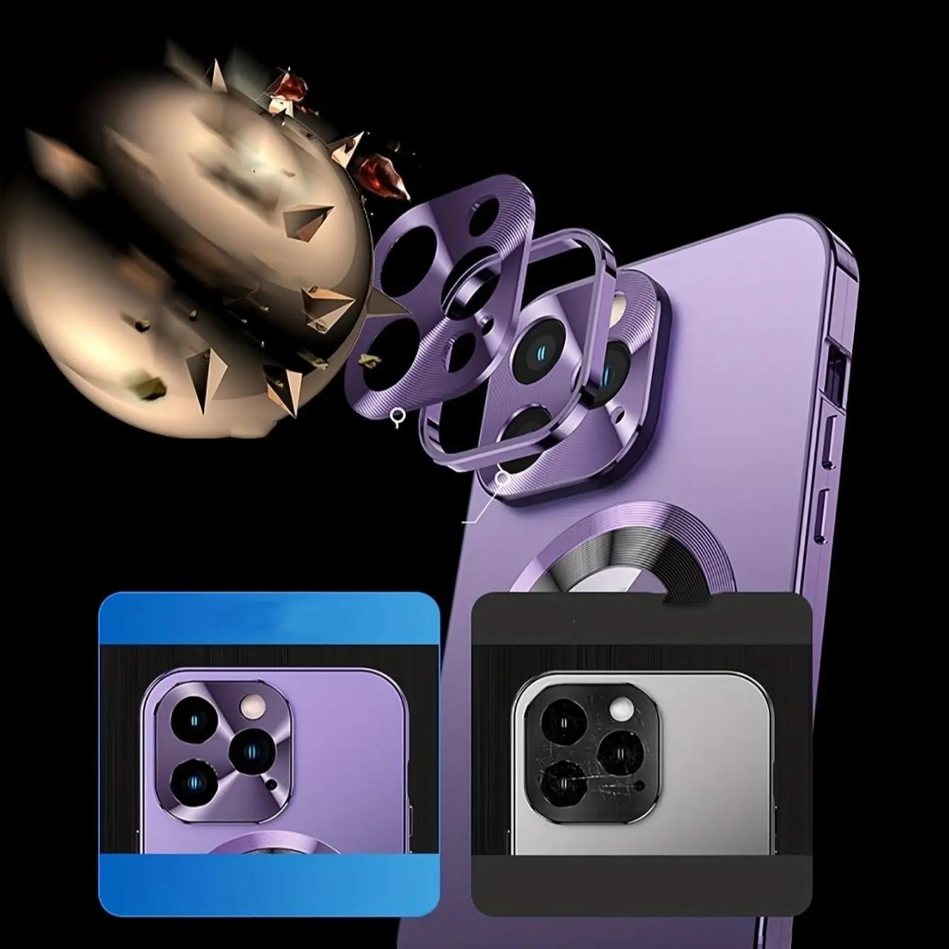 Magnetic Anti-Spy Phone Case, Dual-Sided Scratch-Resistant Glass, Strong Magnet Attachment, Metal Frame, Compatible with Iphone 17-12