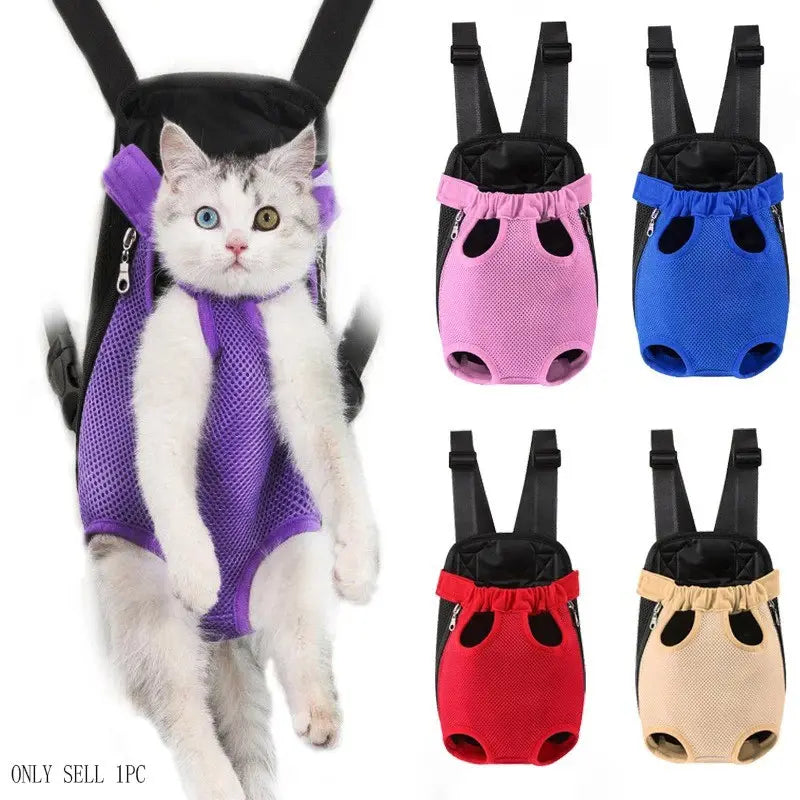 Portable Breathable Dog Cat Carrier Backpack, Double Shoulder Mesh Design, Ideal for Outdoor Activities, Durable Lightweight Construction