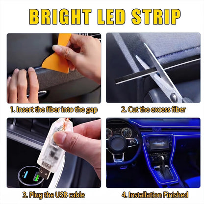 Interior Car LED Strip Lights, Acrylic LED Lights for Car with Dynamic Dreamcolor Chasing, Ambient Lighting Kits Music Sync Wireless APP and RF Remote Control