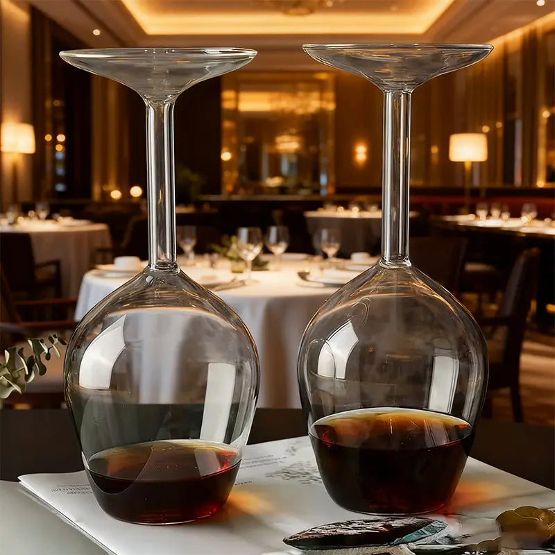Upside down Wine Glass, Creative Borosilicate Stemware, Unique Spill-Resistant Design, Durable Party Glassware for Wine, Cocktails, Gatherings