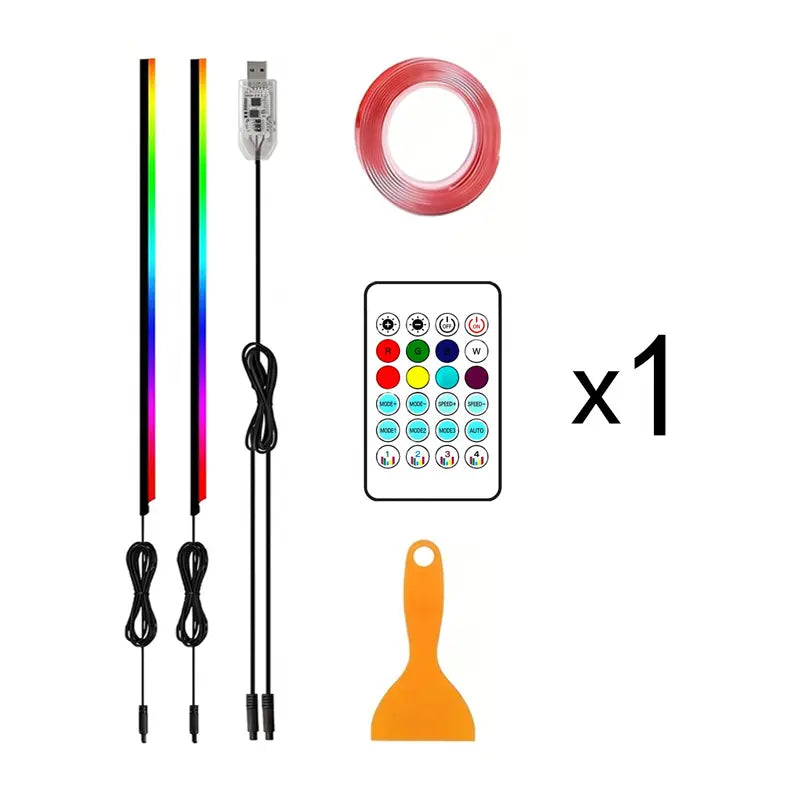 Interior Car LED Strip Lights, Acrylic LED Lights for Car with Dynamic Dreamcolor Chasing, Ambient Lighting Kits Music Sync Wireless APP and RF Remote Control
