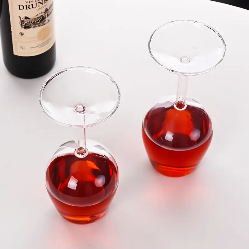 Upside down Wine Glass, Creative Borosilicate Stemware, Unique Spill-Resistant Design, Durable Party Glassware for Wine, Cocktails, Gatherings