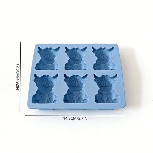 Mini Highland Cow Ice Cube Mold, Ice Cube Tray, Cute 3D Ice Cubes for Drinks, Parties, and Gifts, Perfect for Beverage Enhancements